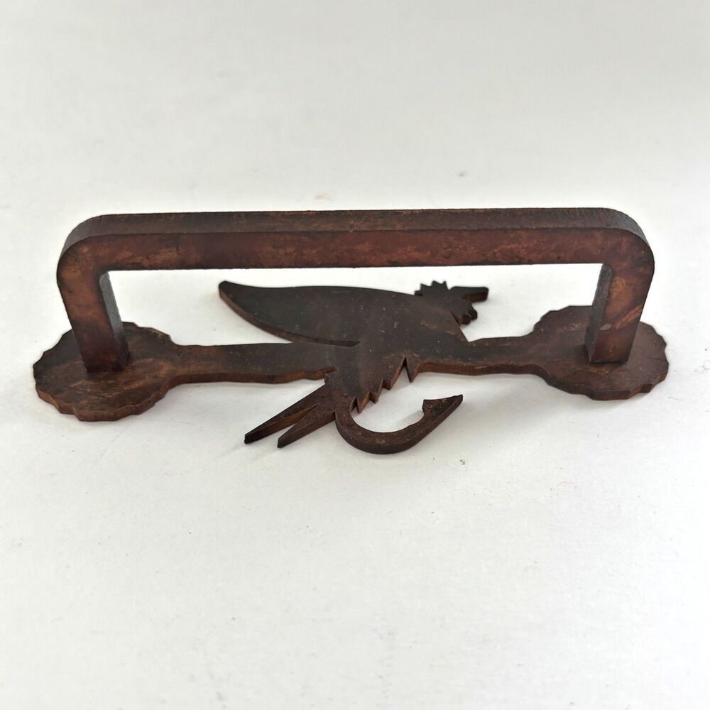 Flyfishing Metal Reversible Rust Drawer Pull Cabinet Handle Lodge Cabin Style